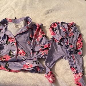 Charming Floral Kids Pajama Set in Purple